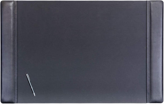 Dacasso Black Leather Side-Rail Desk Pad for Elegant Workspaces
