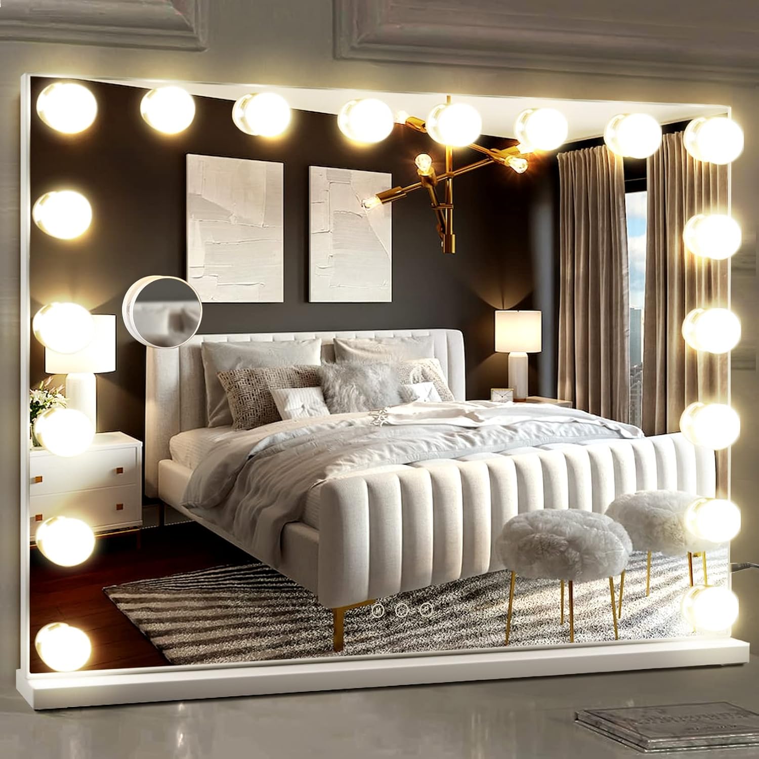 M MIVONDA Hollywood Vanity Mirror with 18 Bulbs for Makeup