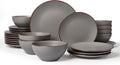 Famiware Venus Ceramic Plates and Bowls Set for 8 - Matte Dark Grey