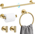 TQKAG 5 Piece Brushed Gold Bathroom Accessories Set - Durable SUS304