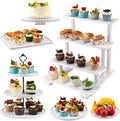 Wood Cake Stands Set of 6 Rustic 3-Tier Dessert Tower - Versatile