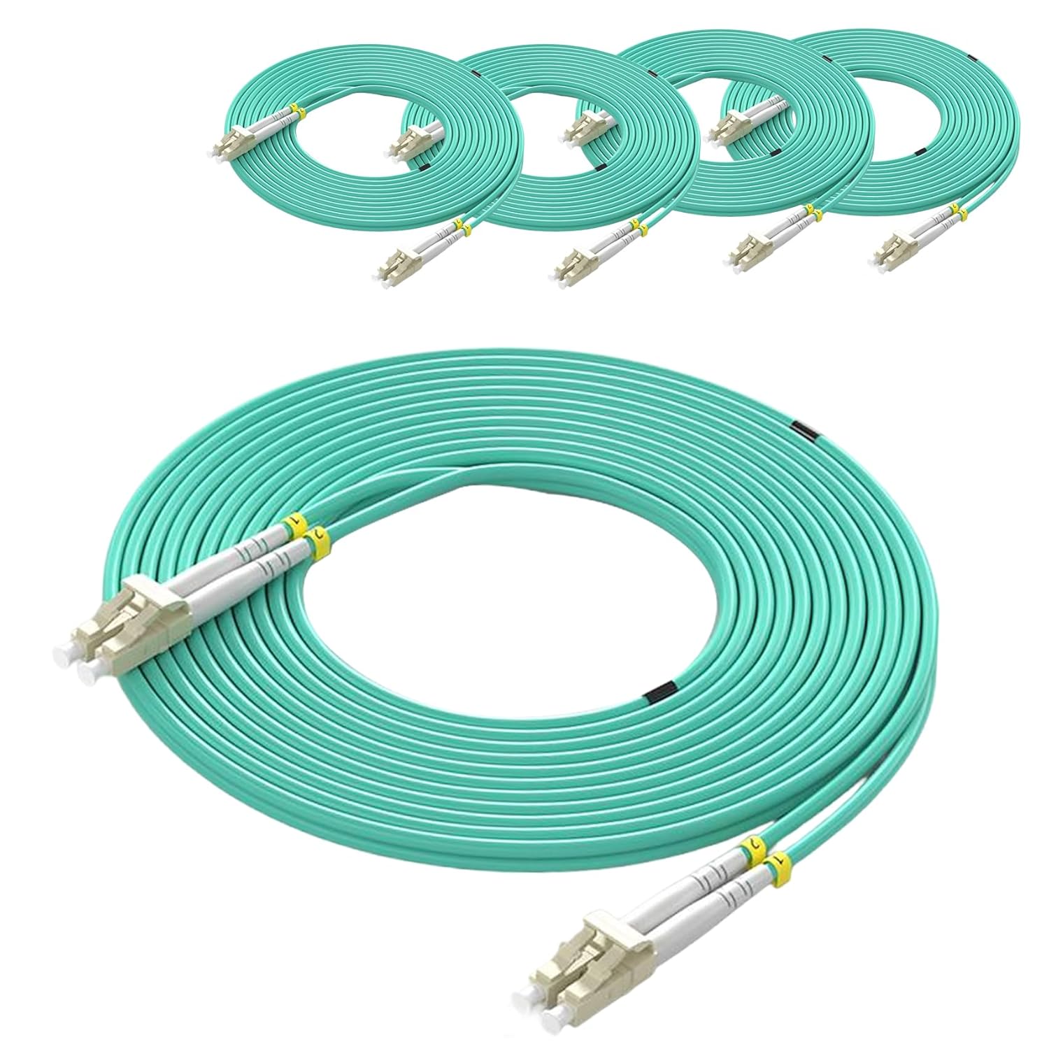 5Pack 5m OM3 LC to LC Multimode Fiber Patch Cable for 10G