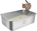 Stainless Steel Cat Litter Box High Side XL - Splash Proof Durable
