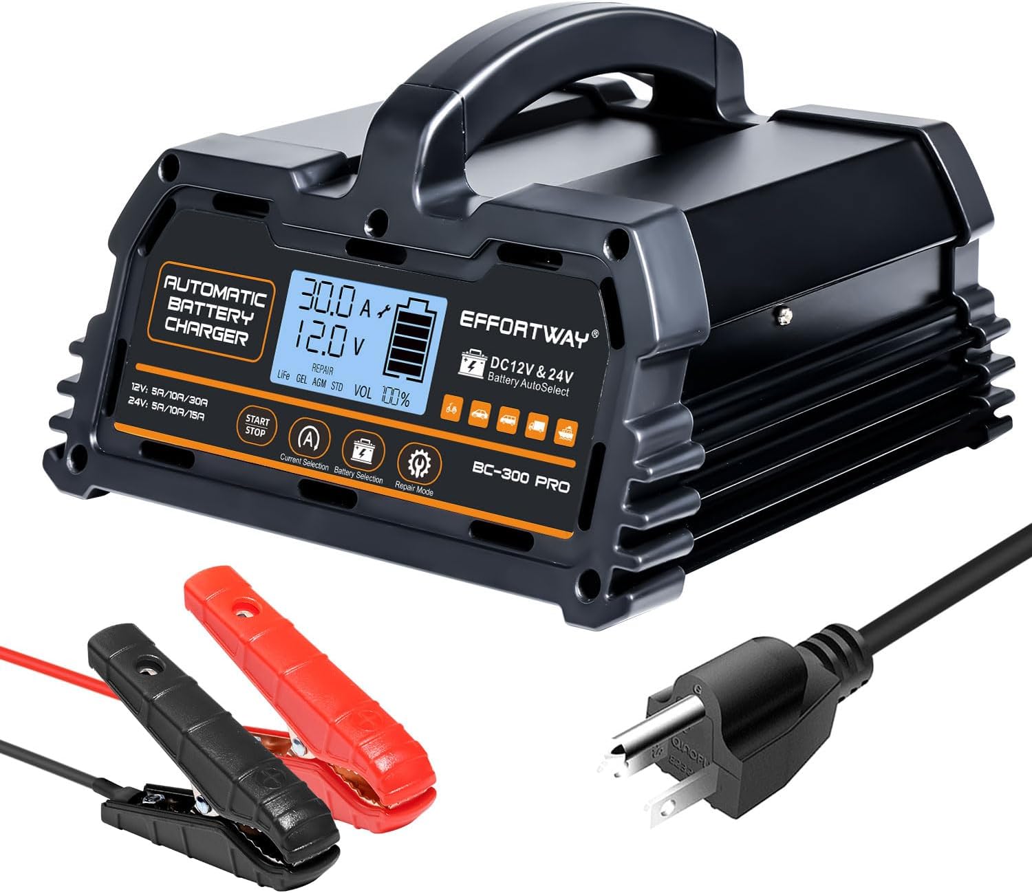 EFFORTWAY 6-Stage Trickle Charger: Maintain Automotive Batteries
