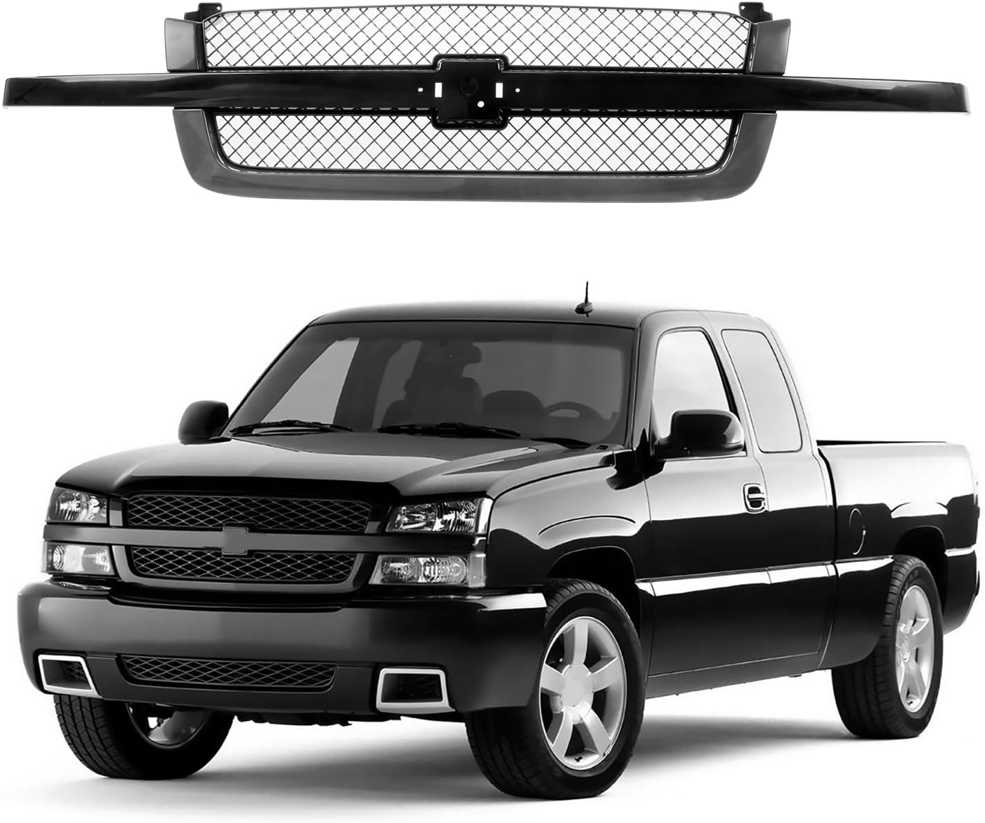 Front Grille Grill Black Center Bar for Chevrolet Silverado 2003-2007