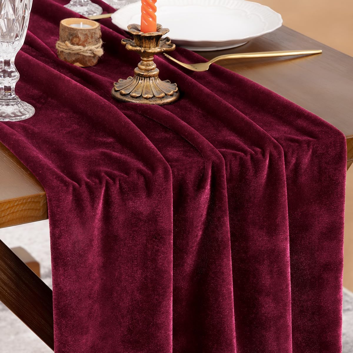 Luxurious Burgundy Red Velvet Table Runner for Elegant Decor