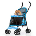 MoNiBloom 4 Wheels Pet Stroller Sky Blue Polka Dots - Easy-Fold