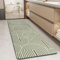 Ivory & Green Arched Bath Mat 17x59 - Quick Dry Non Slip Rug
