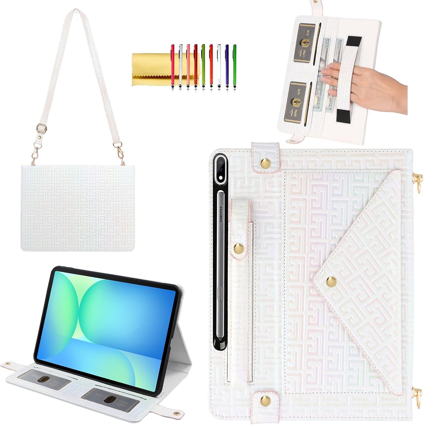 Shiny Case for Samsung Galaxy Tab S10 FE Plus with Wallet Design