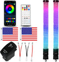 2pc 2FT COB Fat Whip Lights with App & Remote - Bright RGB Whips