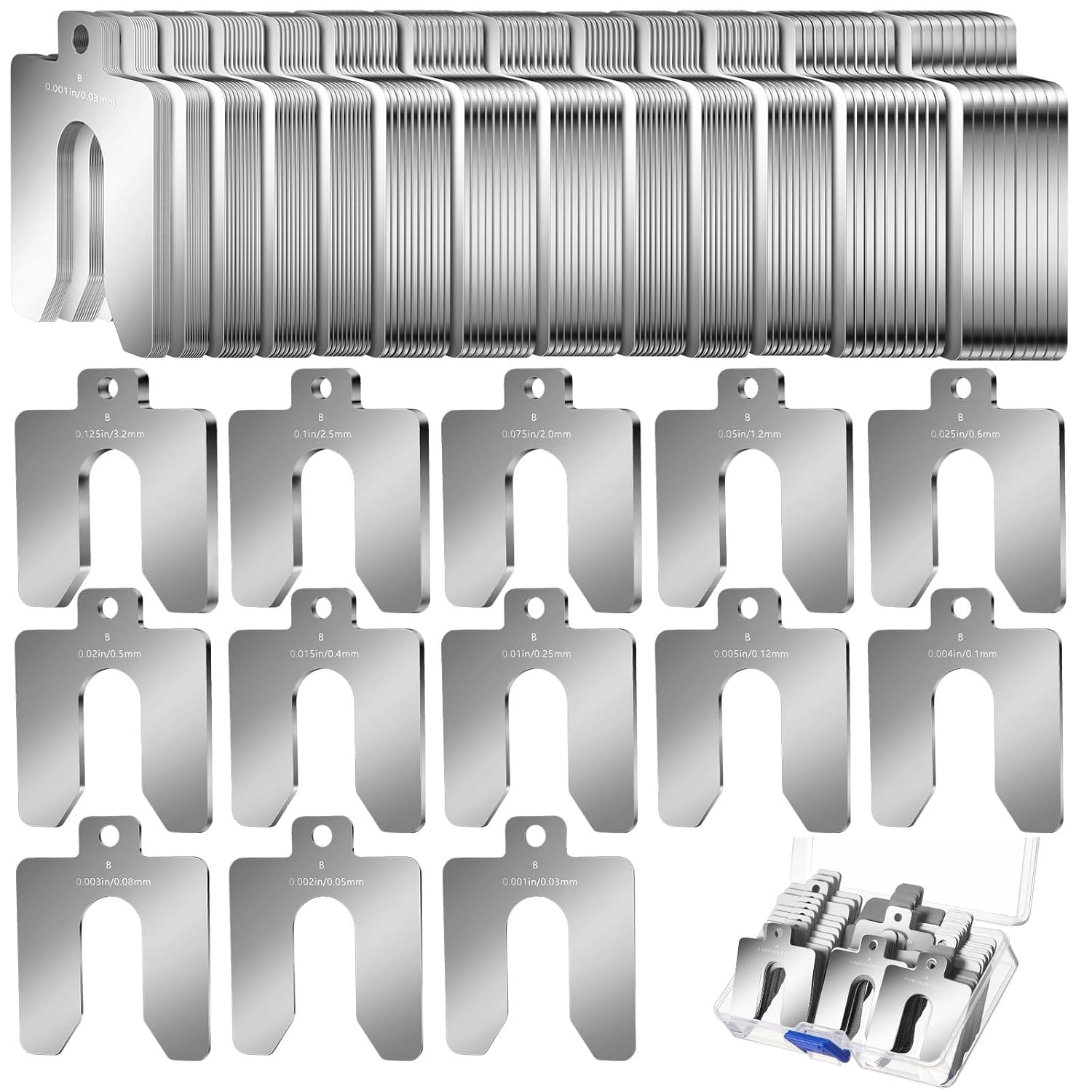 130 Pcs 3in X 3in Stainless Steel Slotted Shim Kit for Leveling