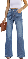 GRAPENT Womens Flare Jeans High Waisted Wide Leg Baggy Jean Long