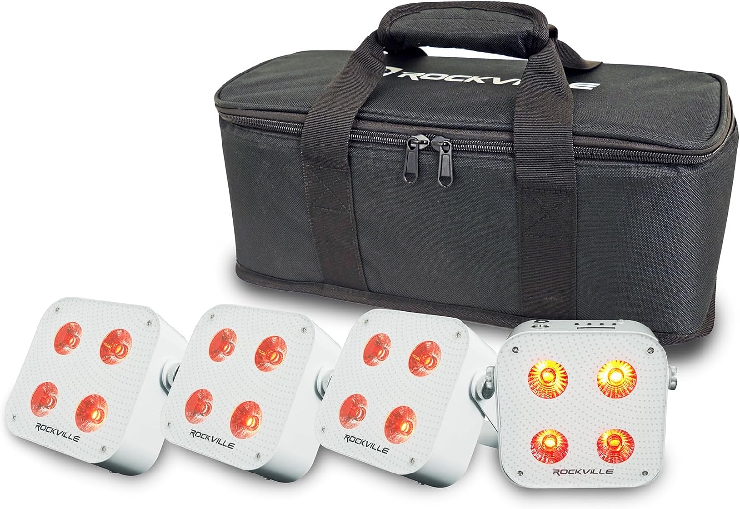 Rockville 4 Pack MINI RF4 V2 LED Wash Up Light for Parties
