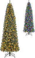 PENCIL CHRISTMAS TREE 9 FT Pre-lit Slim Tree - Blue Leaves & 500 LEDs
