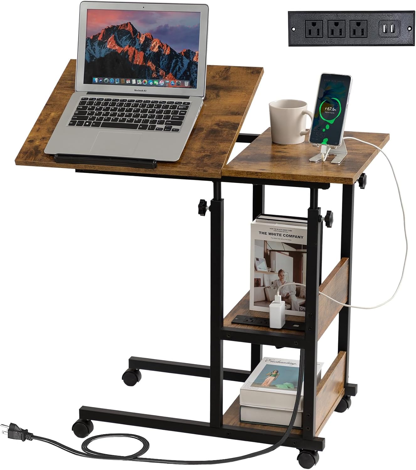 Hadulcet Tiltable C Table with Charging Station
