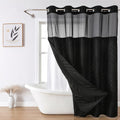 No Hook Shower Curtain and Liner Set - Boho Tufted Black Stripe