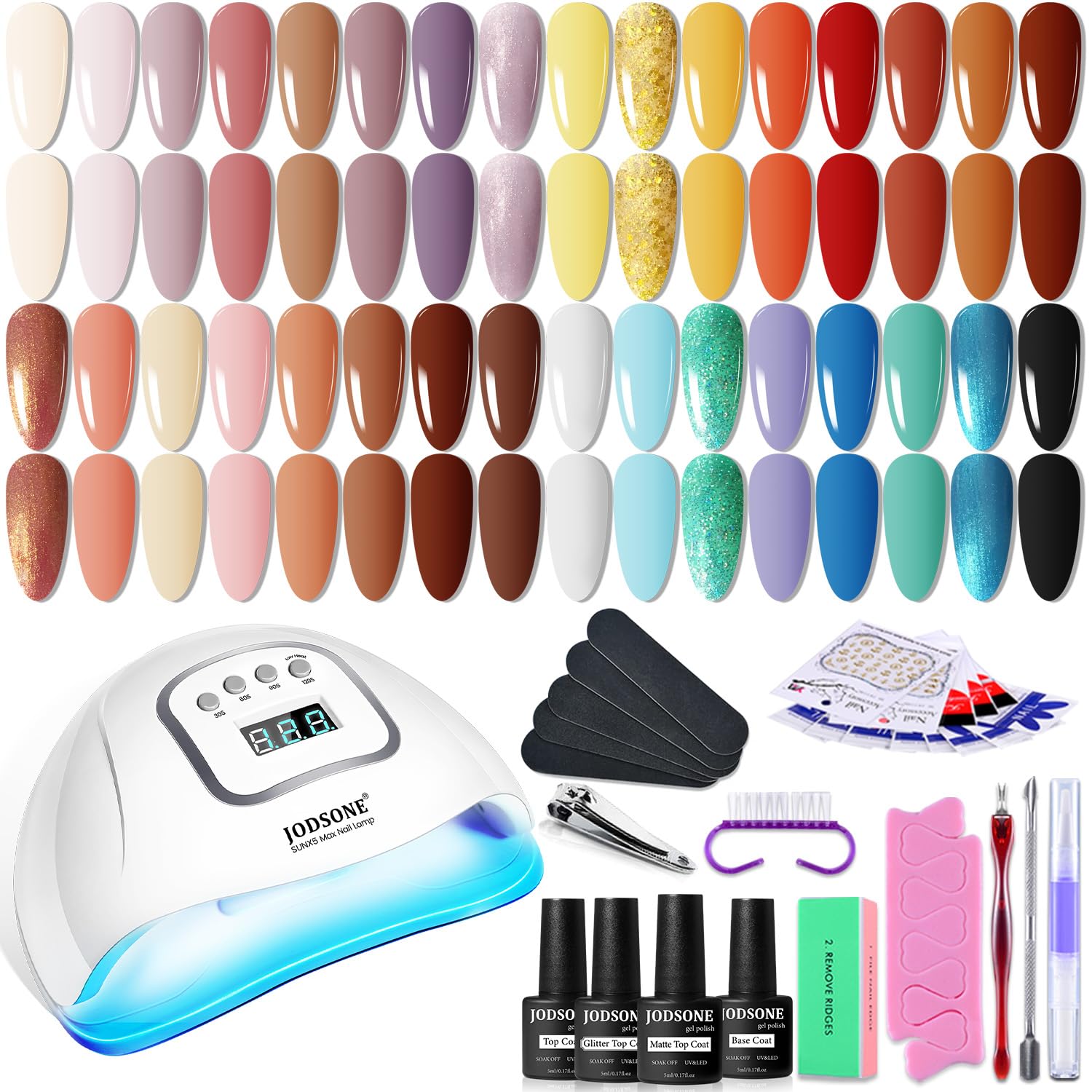 JODSONE 36 Pcs Gel Nail Polish Kit with UV Light for Manicure