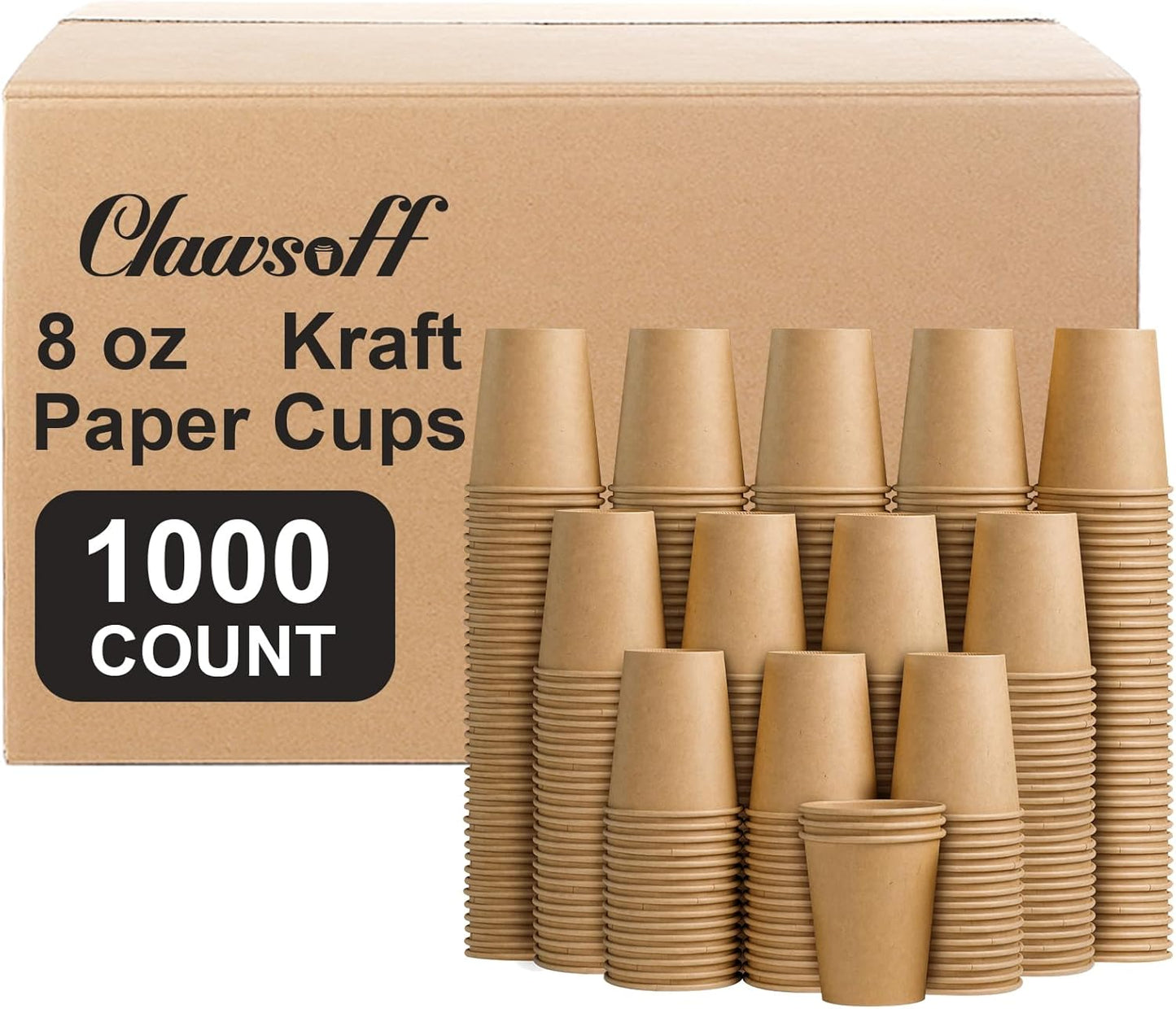 1000 Pack 8 oz Paper Cups for Hot and Cold Beverages Events