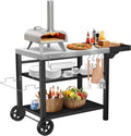 Grill Cart Outdoor Grill Table - Three-Shelf Pizza Oven Stand