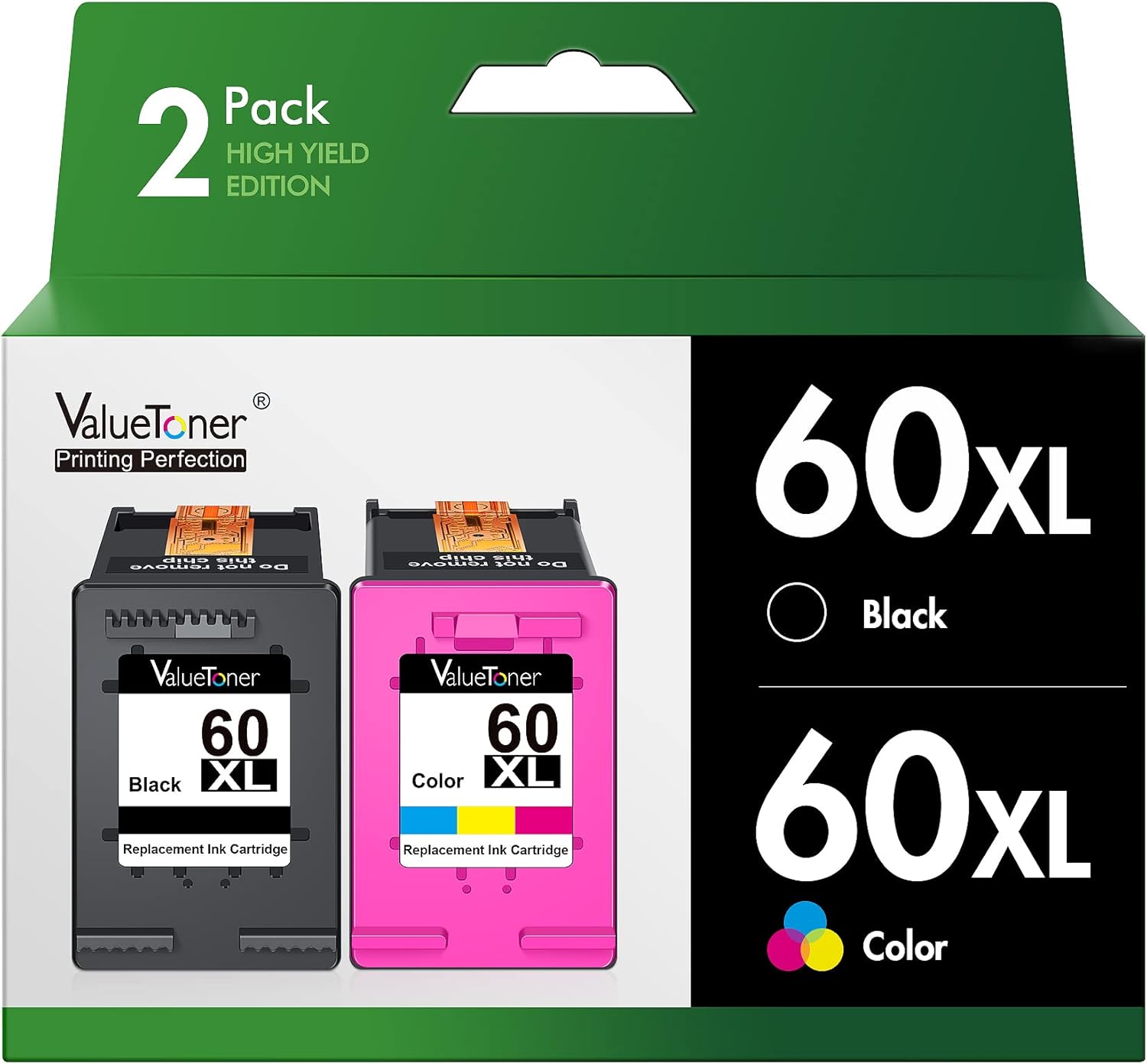 Valuetoner 60XL Ink Cartridge Combo Pack for HP Printers