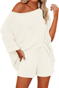 Mafulus Women's Off Shoulder Knit Top and Shorts Set - Soft Lounge