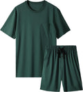 Mens Bamboo Viscose Pajama Set S-3XL - Lightweight Short Sleeve