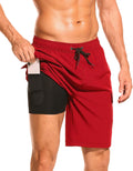 SILKWORLD Men's Swim Shorts with Built-In Compression for Comfort
