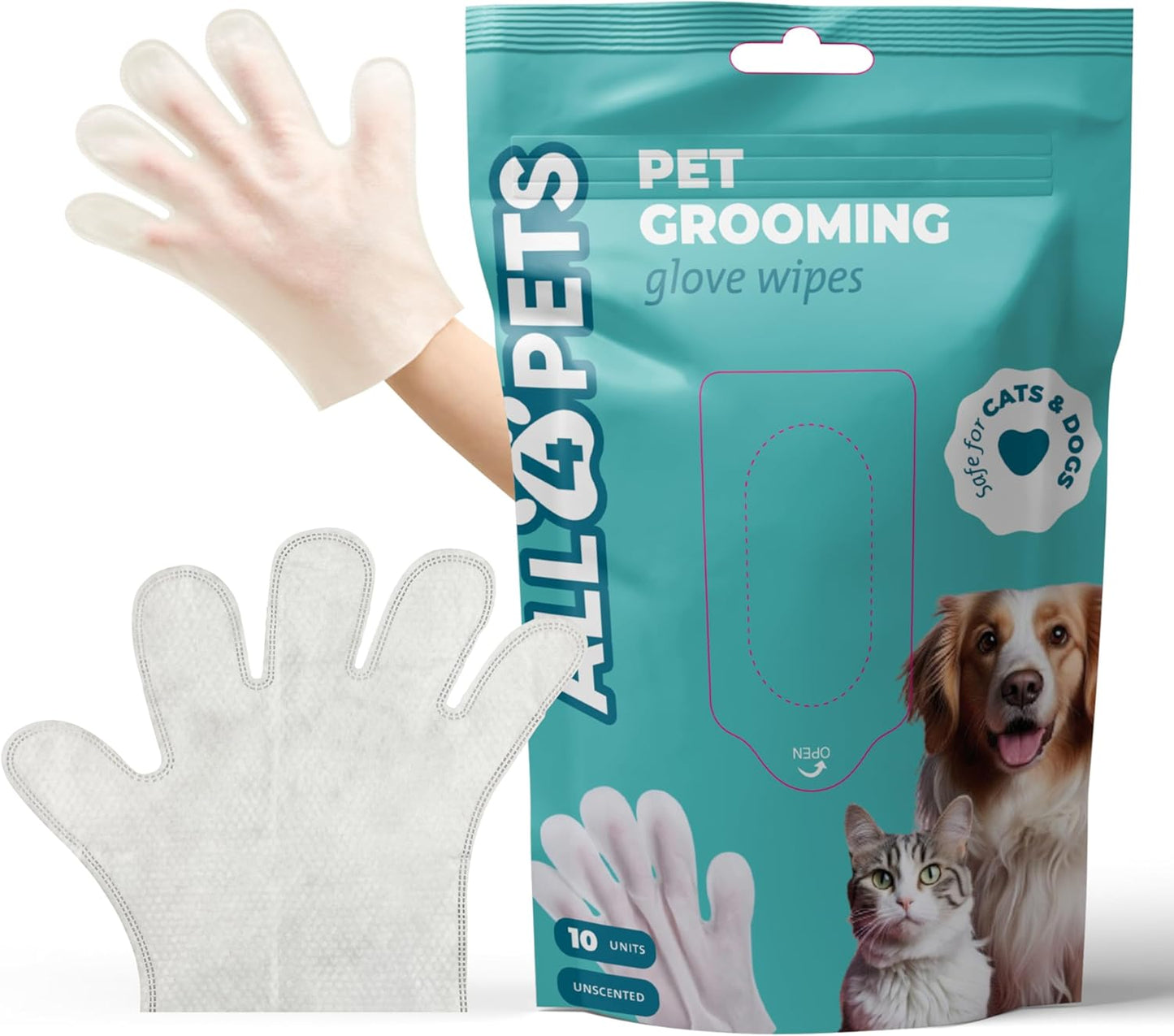 10-Pack Natural Fiber Dog Cleaning Gloves by All 4 Pets