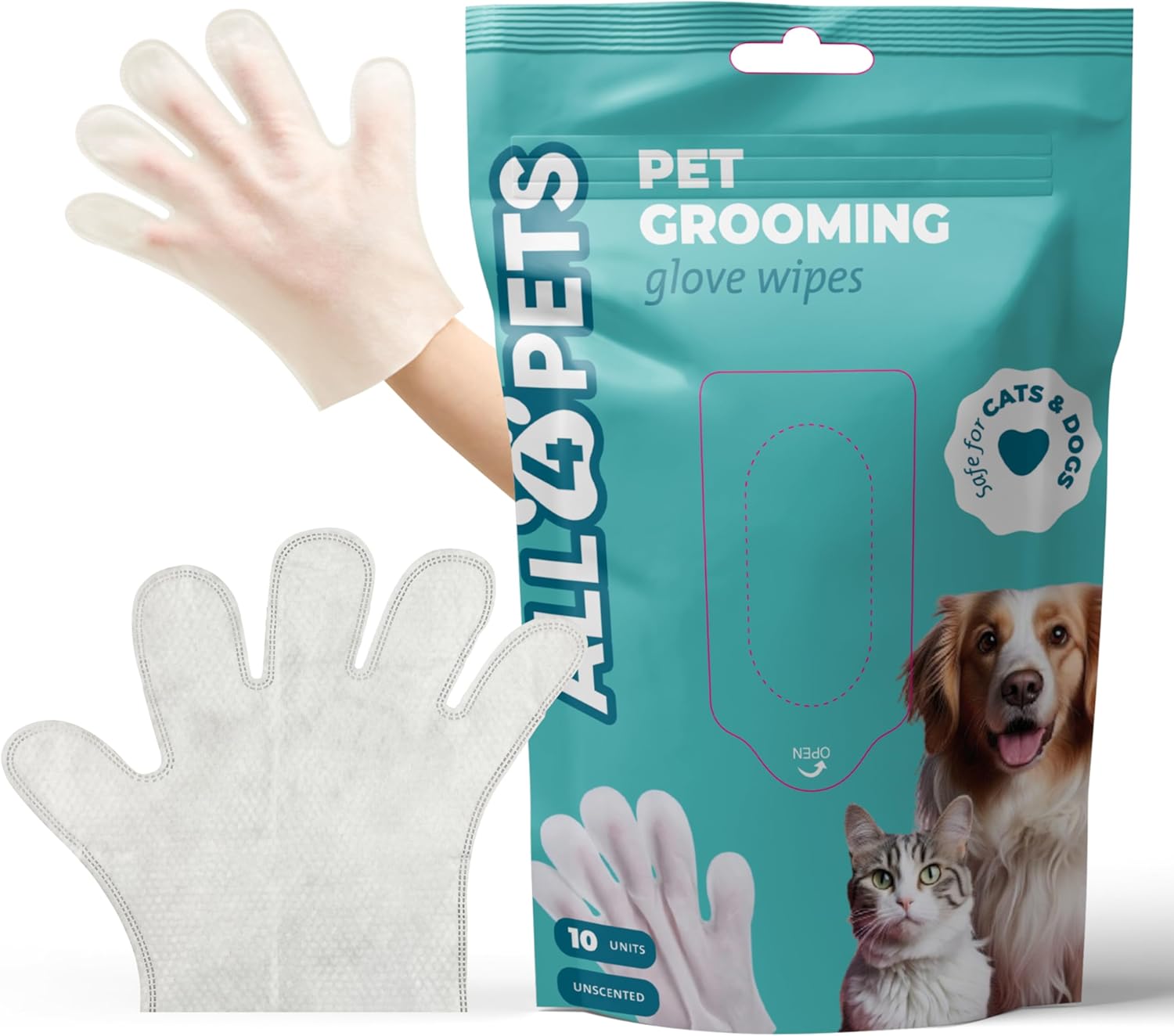 10-Pack Natural Fiber Dog Cleaning Gloves by All 4 Pets