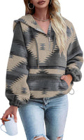 Fessceruna Womens Aztec Half Zip Up Hoodies for Cozy Style