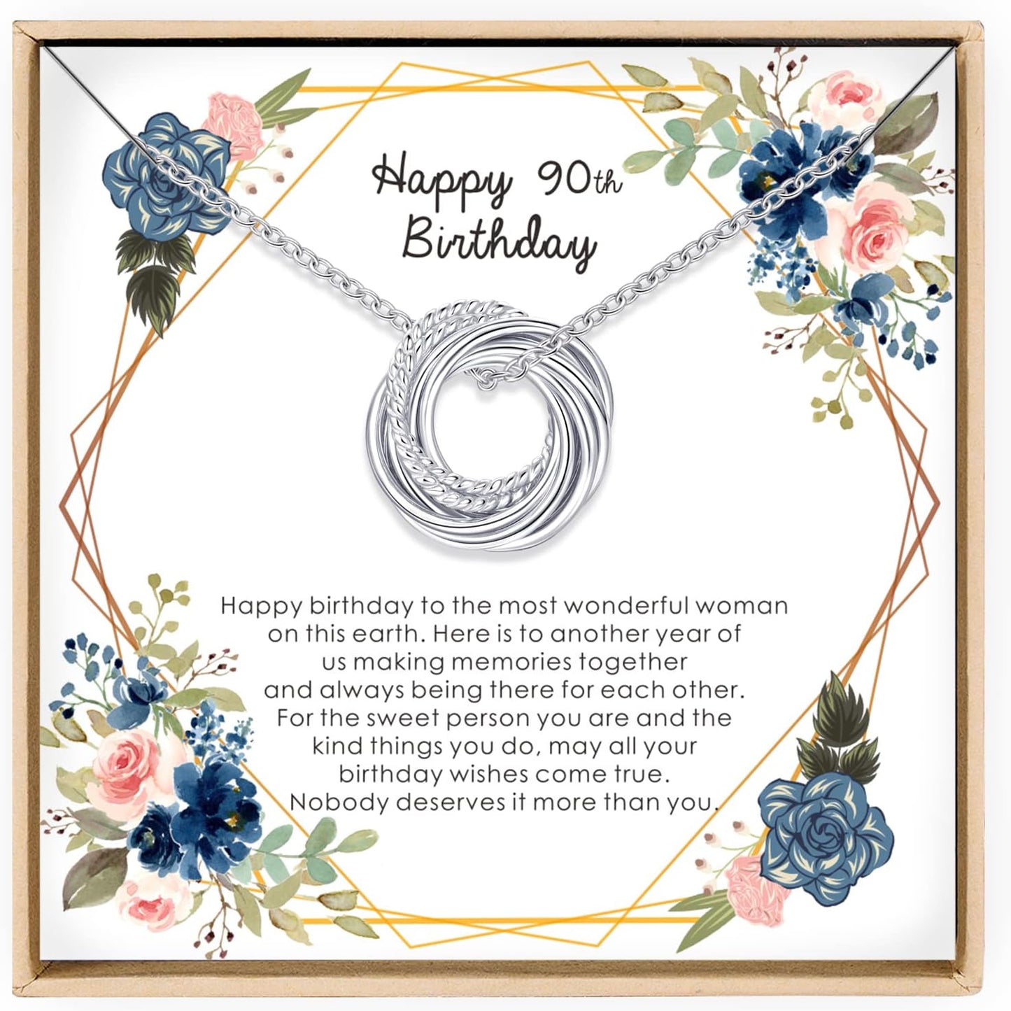 Annamate 90th Birthday Gifts for Women Sterling Silver Necklace