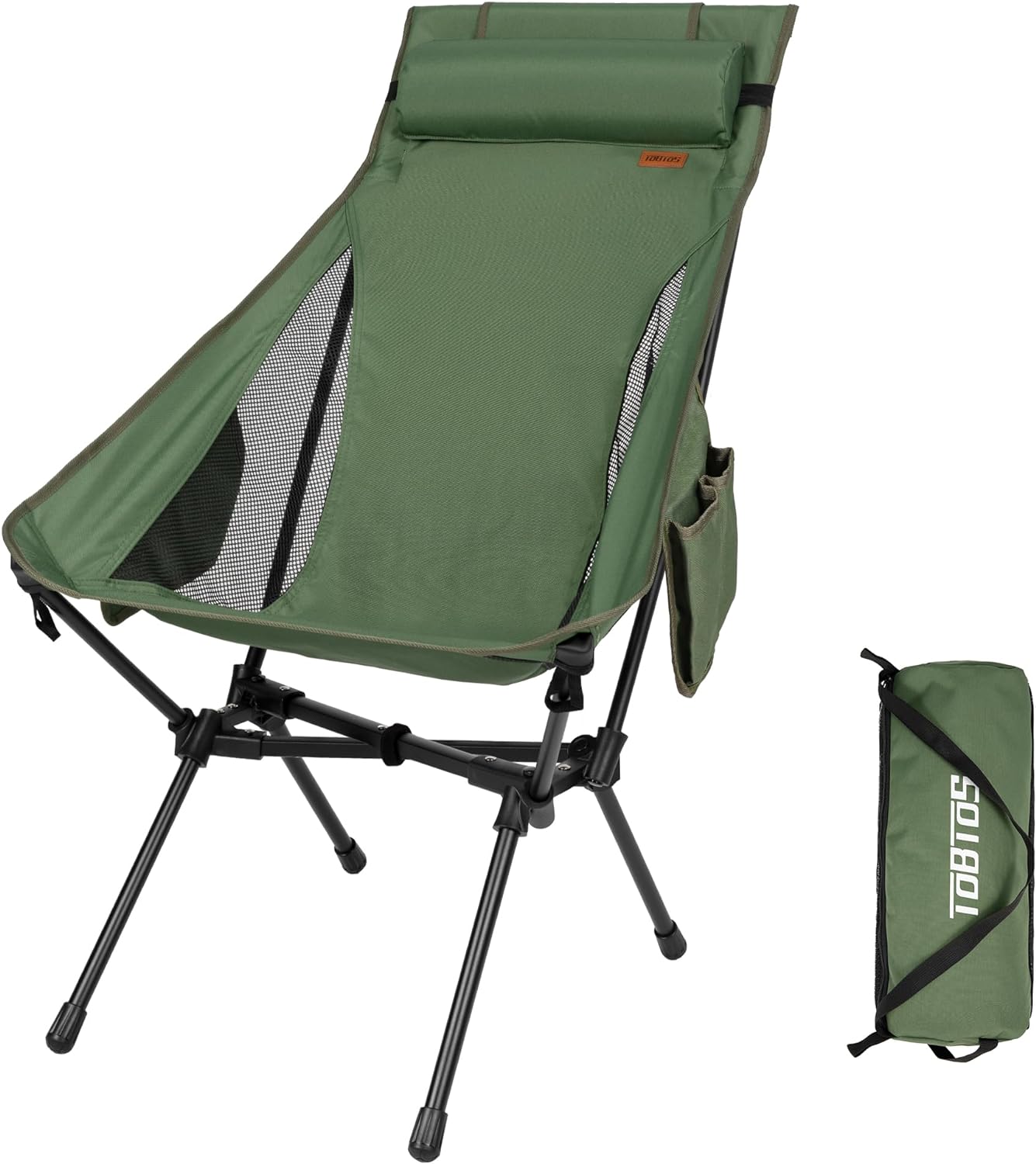 TOBTOS Portable High Back Camping Chair: 440 lbs Capacity 