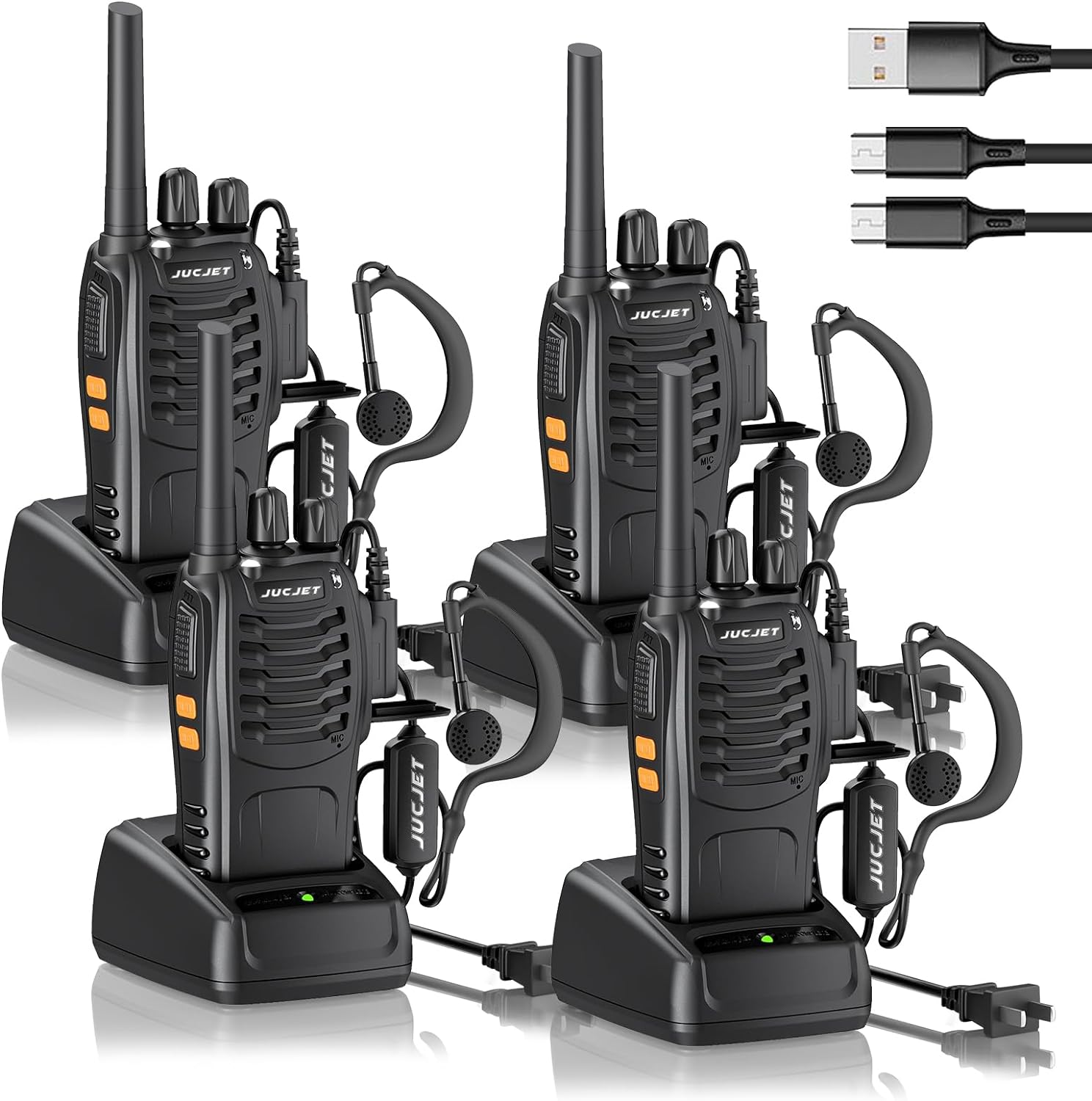 H888S Walkie Talkies Handheld Two Way Radio with Earpieces