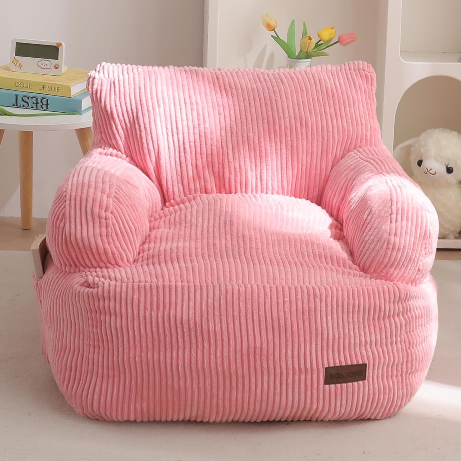 MAXYOYO Kids Bean Bag Chair for Gaming and Reading, Pink