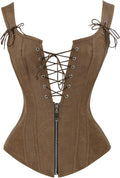 Charmian Women's Renaissance Leatherette Overbust Corset with Garters