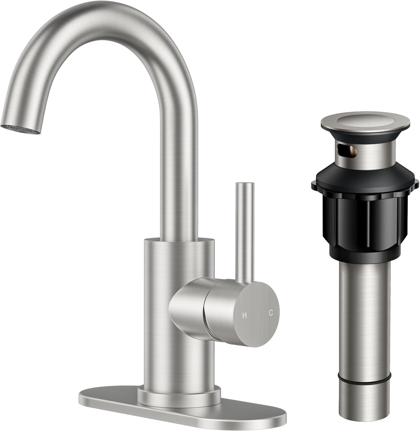 FORIOUS Single Handle Bathroom Sink Faucet with 360 Swivel Spout