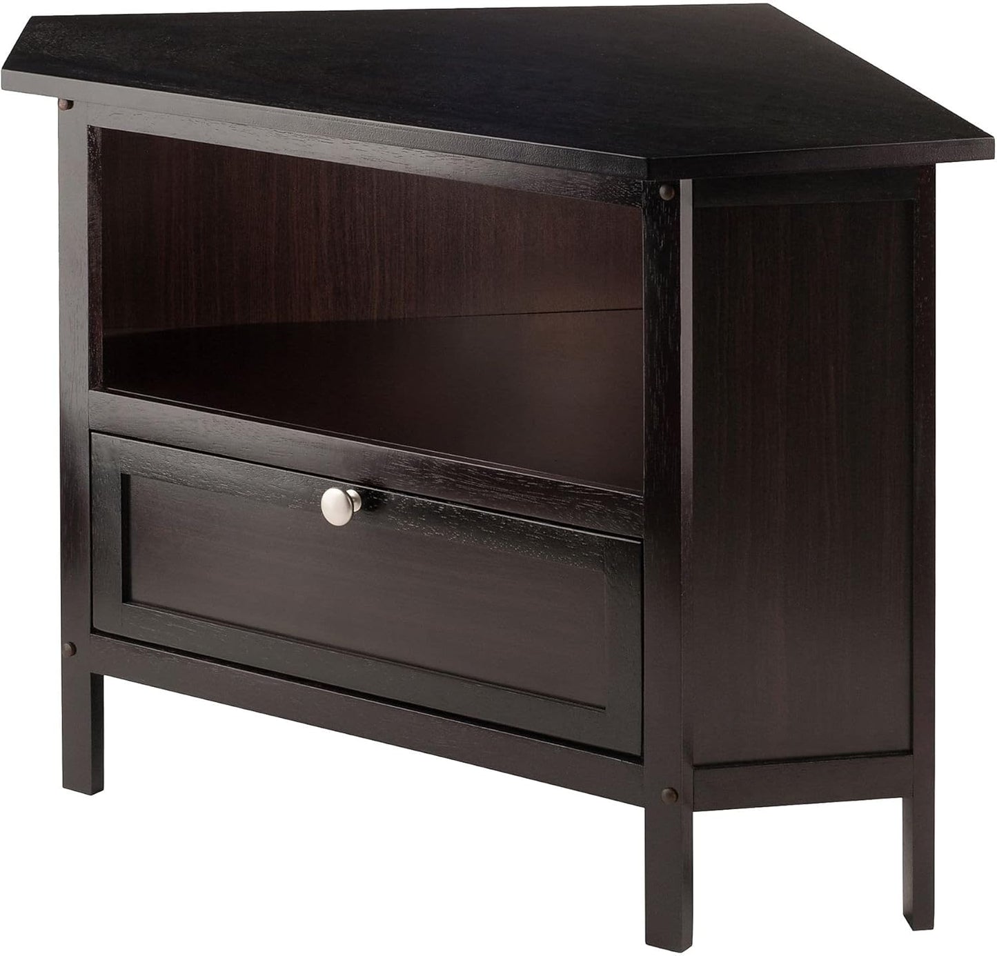 Space-Saving Espresso Corner TV Stand for 27 Screens