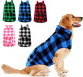 Dog Winter Coat L Blue - Plaid Reversible Fleece Jacket for Cold