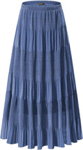 NASHALYLY Women's Chiffon High Waist Pleated A-Line Maxi (Style G6JF)