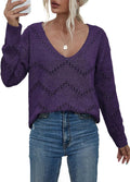 EVALESS Crochet Sweater Top Hollow Out Long Sleeve Pullover