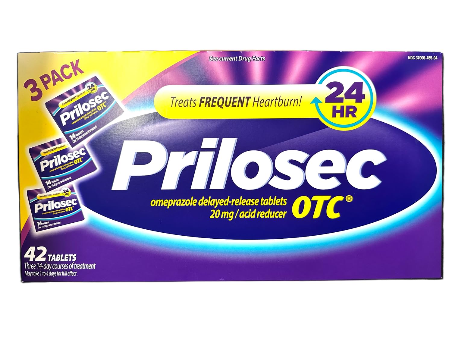 Prilosec OTC 3 Pack of 42 Tablets for Heartburn Relief