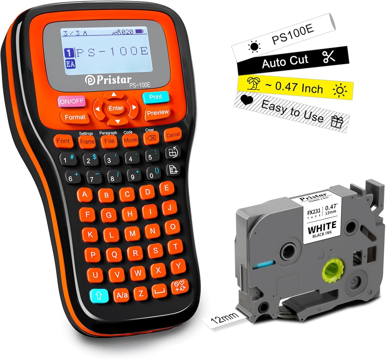 Pristar PS-100E Label Maker: Portable, Rechargeable, Organize with Ease