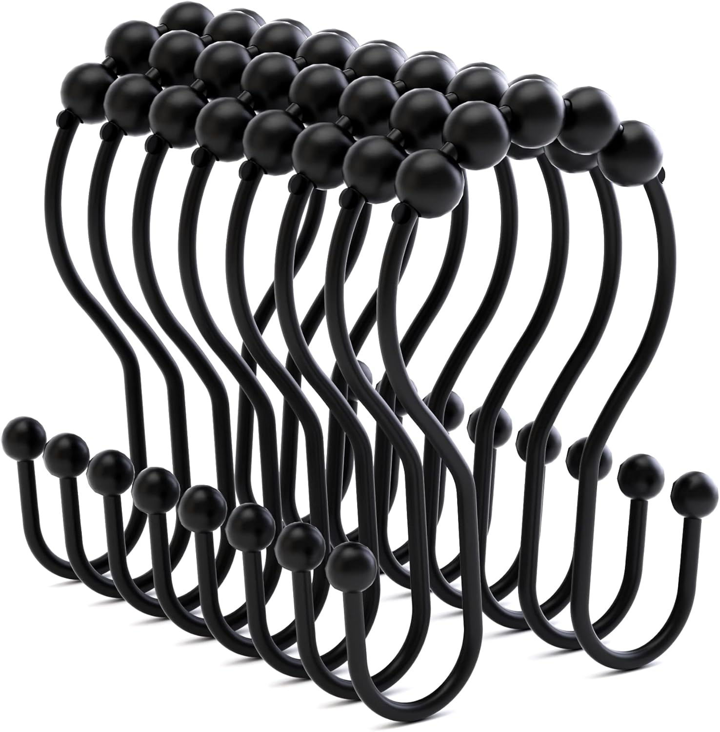 RustProof Black Double Shower Hooks by Bathway