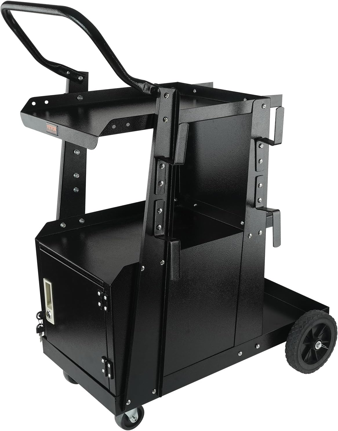 VEVOR 2-Tier Welding Cart with Lockable Cabinet and Wheels