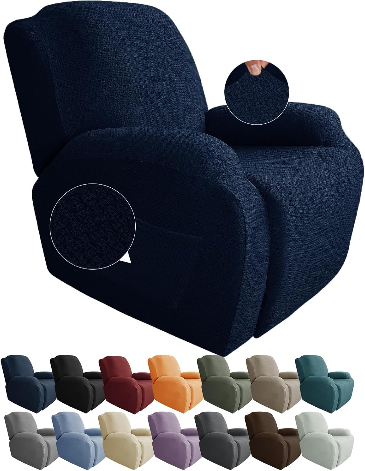 JIVINER 4-Piece Recliner Chair Covers for Living Room Protection