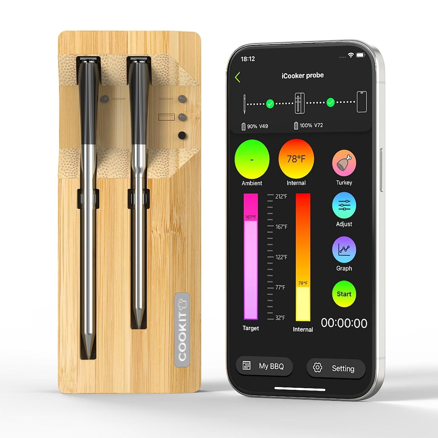 Wireless Bluetooth Meat Thermometer - Effortless Steak Cooking