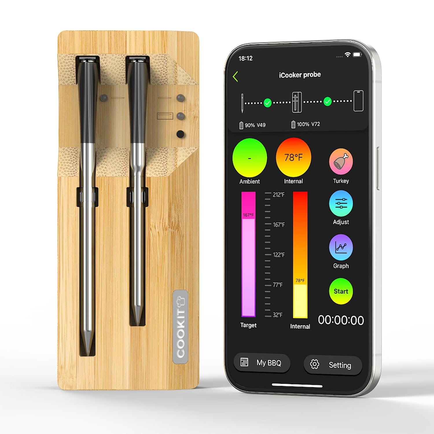 Wireless Bluetooth Meat Thermometer - Effortless Steak Cooking