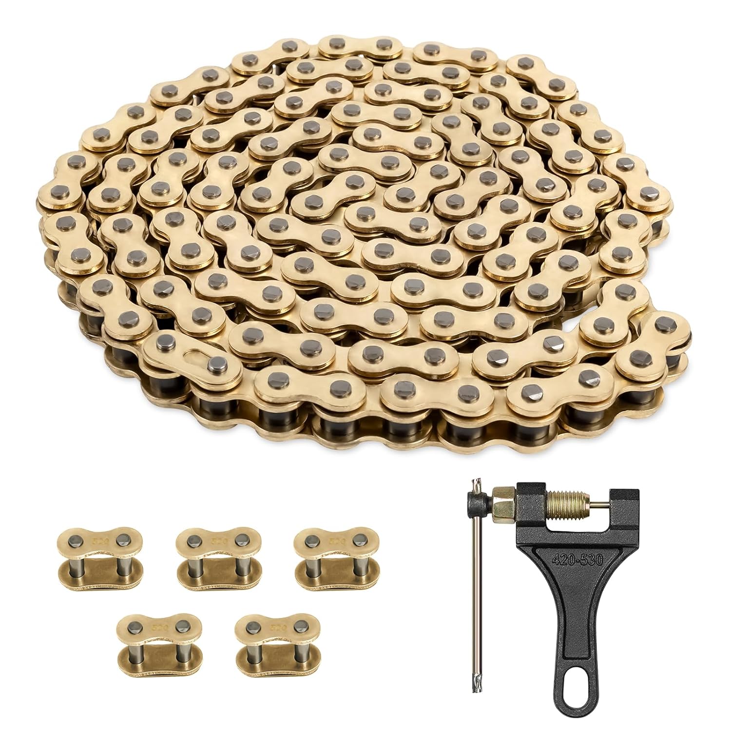520 Gold Motorcycle Chain with Chain Breaker for Dirt Bikes