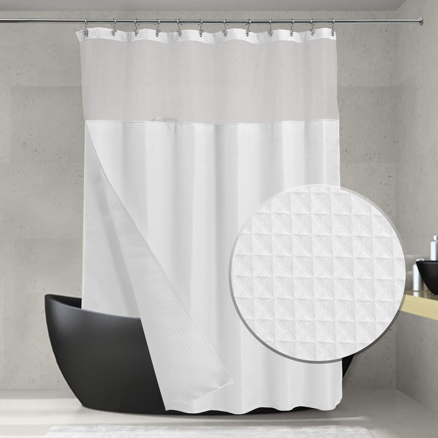 ALYVIA SPRING 2-in-1 Shower Curtain Set: Hotel Style Luxury