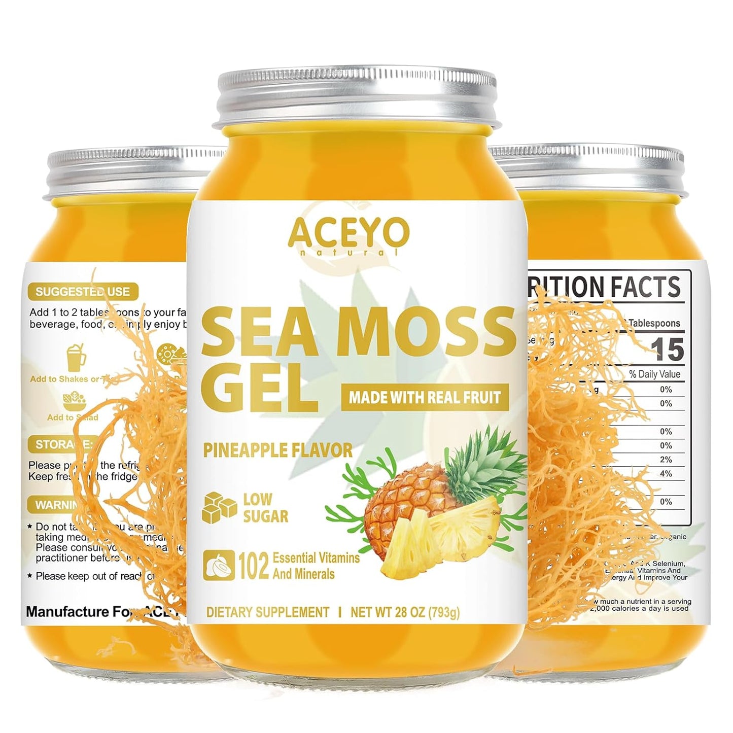 28 OZ Sea Moss Gel Raw Flavored Irish Seamoss Gel Natural Vegan